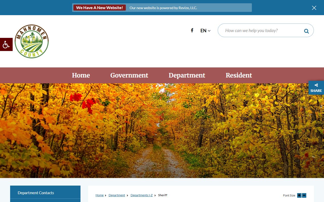 Official Mahnomen County Sheriff page with sheriff contact and jail staffing